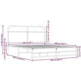 vidaXL Kovinski posteljni okvir brez vzmetnice rjavi hrast 160x200 cm | Shoptok.si