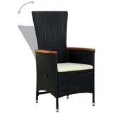  Vrtna garnitura - 4-dijelni vrtni blagovaonski set s jastucima crni Crna i smeđa Dužina stola 140 cm 4 | shoptok.hr