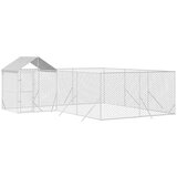 vidaXL Zunanja pasja ograda s streho srebrna 6x6x2,5 m pocinkano jeklo - - Srebrna - 73.45 - 6 x 6 x 2.5 m - 2025- | Shoptok.si