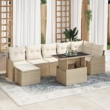 vidaXL 8 komada Vrtni set sofa s jastučićima Bež Poli Ratan | shoptok.hr