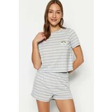 Trendyol Pajama Set - Gray - Striped Cene