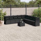 vidaXL 10-dijelni set vrtnih sofa s jastucima crni od poliratana Cijene