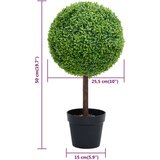 vidaXL Umetni pušpan z loncem okrogel zelene barve 50 cm | Shoptok.si
