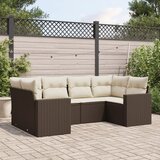 vidaXL 6-dijelni set vrtnih sofa od poliratana s jastucima smeđi Cijene