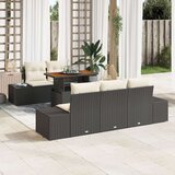  6-delni set vrtne sedežne garniture s blazinami Črni poli ratan, (22092785) | Shoptok.si