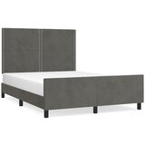 The Living Store Posteljni okvir z vzglavjem temno siv 140x190 cm žamet - Posteljni Okvir Z Vzglavjem, (21491399) | Shoptok.si