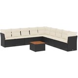  10-dijelni set vrtnih sofa s jastucima crni od poliratana | shoptok.hr