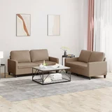  2-dijelni set sofa s jastucima boja cappuccina od umjetne kože