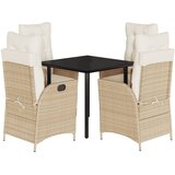  5-dijelni vrtni blagovaonski set od poliratana s jastucima bež Dužina stola 80 cm | shoptok.hr