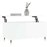 vidaXL Klubska mizica visok sijaj bela 90x44,5x45 cm inženirski les | Shoptok.si