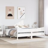  Okvir za krevet s uzglavljem bijeli 200x200 cm masivna borovina | Eponuda.com