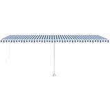 Samostojeća tenda na ručno uvlačenje 600 x 350 cm plavo-bijela | shoptok.hr