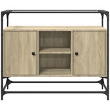  Komoda sa staklenom površinom boja hrasta 98x35x81 cm drvena | shoptok.hr