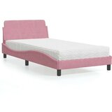 vidaXL Krevet s madracem ružičasti 100x200 cm baršunasti | shoptok.hr