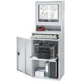 eurokraft pro računalniška delovna postaja, jeklena pločevina, vxš 1770 x 650 mm, z ohišjem za zaslon, barva vrat svetlo siva | Shoptok.si