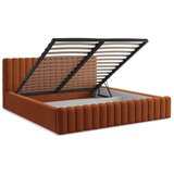 Makamii Oblazinjena zakonska postelja s prostorom za shranjevanje z letvenim dnom 140x200 cm v barvi terakote Lemi – | Shoptok.si