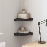  Plutajuće kutne police 2 kom crne 25 x 25 x 3,8 cm MDF | shoptok.hr