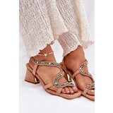 ARTIKER Women's Heeled Sandals With Crystals Beige | ePonuda.com