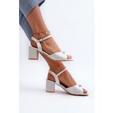 VINCEZA Women's Eco Leather Sandals with Heel and Silver Decorations Narhi | shoptok.hr