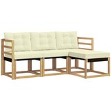 vidaXL Zunanja garnitura za sedenje z blazino 4 pcs Bela in krem, (5000282383) | Shoptok.si