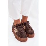 Boto Women's Platform Sneakers Made Of Natural Suede Chocolate Eldira | Eponuda.ba