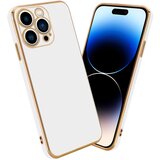 Cadorabo Ohišje, združljiv z Apple v sijajnem belem - zlati - zaščitni pokrov iz fleksibilnega silikona TPU in z zaščito pred kamero, (20602629) Cene