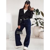 DStreet Spodnie damskie FITZONE jeansowe cargo ciemnoniebieskie | shoptok.hr