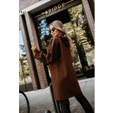 numoco basic 632-2 Casual coat with a zipper and fashionable details - chocolate | Shoptok.si