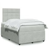 vidaXL Box spring postelja z vzmetnico svetlo siva 120x190 cm žamet | Shoptok.si