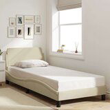vidaXL Posteljni okvir z vzglavjem krem 90x190 cm blago, (21048406) | Shoptok.si
