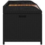  Klupa za pohranu crna 100x50x52 cm poliratan i bagremovo drvo | shoptok.hr