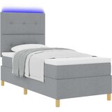 Box Spring Krevet s Madracem &amp LED Svjetlom Svjetlosiva 100x200 cm Tkanina | shoptok.hr