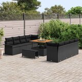 vidaXL Vrtna sedežna garnitura z blazino 11 pcs Črna poli ratan, (5000154520) | Shoptok.si