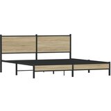 vidaXL Kovinski posteljni okvir z vzglavjem sonoma hrast 183x213 cm, (21322249) | Shoptok.si