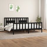  Okvir za krevet s uzglavljem crni 200 x 200 cm od masivnog drva | shoptok.hr
