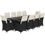 vidaXL 11-dijelni vrtni bistro set od poliratana s jastucima crni | shoptok.hr