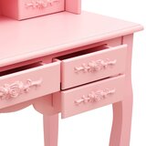 Toaletni stolić sa stolcem i trostrukim ogledalom ružičasti | shoptok.hr