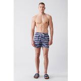 Avva Men's Navy Blue Quick Dry Printed Standard Size Swimwear Marine Shorts Cene