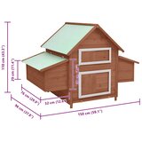  Kokošinjac boja kave i bijela 150x96x110 cm od masivne jelovine | shoptok.hr