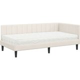 vidaXL Kutni okvir kreveta s madracem Krema 90 x 190 cm Baršun | shoptok.hr