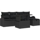 vidaXL 6-dijelni vrtni sofa set s jastučićima Crni Poli Ratan, 2-sjedna vrtna sofa sa skladištem i jastučićima Crni Poli Ratan Cijene