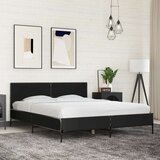  Posteljni okvir črn 150x200 cm inženirski les in kovina | Shoptok.si