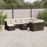vidaXL 11-dijelni set vrtnih sofa od poliratana s jastucima smeđi | shoptok.hr