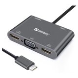 Sandberg USB-C Dock 2xHDMI+1xVGA+USB+PD priklopna postaja Cene