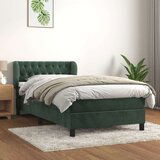 Box spring krevet s madracem tamnozeleni 90x190 cm baršunasti | shoptok.hr