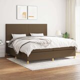  Box spring postelja z vzmetnico temno rjav 200x200 cm blago, (20901044) Cene