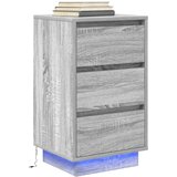  Noćni ormarić s LED svjetlima siva boja hrasta 38x34x65 cm | shoptok.hr