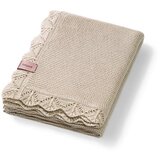 BabyOno Pletena bambus dekica s volanom 75x100 cm, svijetlo bež u