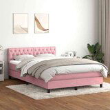  Box spring postelja z vzmetnico roza 140x210 cm žamet, (22011228) | Shoptok.si