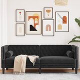 vidaXL Kavč chesterfield z vzglavniki trosed črn žamet Cene